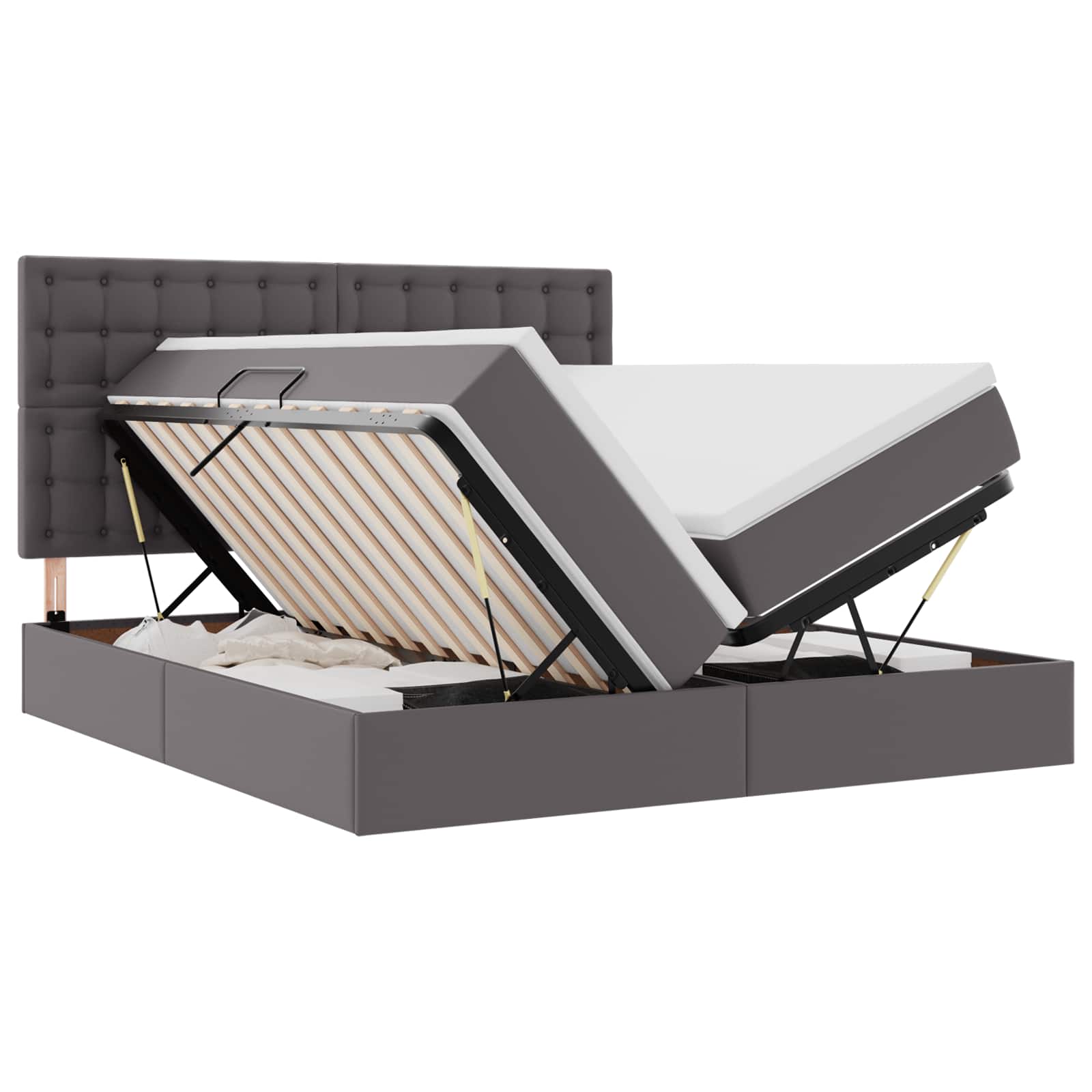 Bett mit Stauraum und LED Schwarz 180 x 200 cm Kunstleder