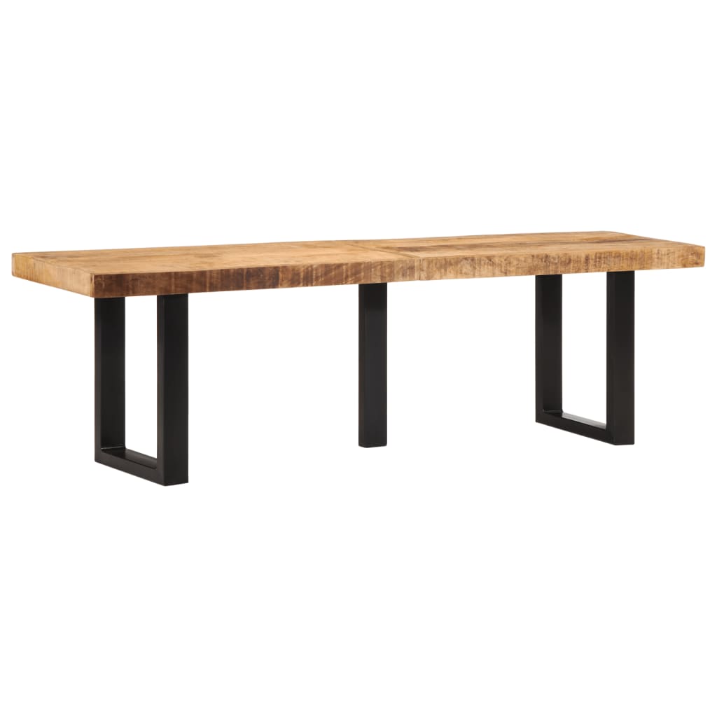Sitzbank mit Naturkanten 110 cm Akazie Massivholz und Stahl