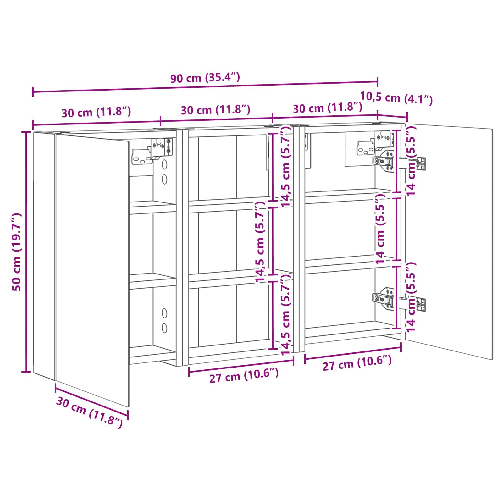 Badezimmerschrank-Set 3 pcs 80 x 10,5 x 50 cm Holzwerkstoff