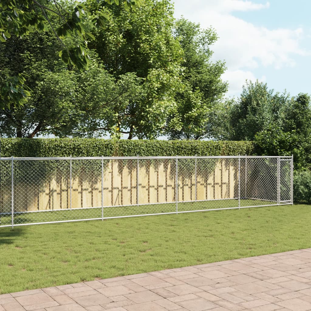 Hundezwinger mit Tür Grau 2x2x1,5 m Verzinkter Stahl