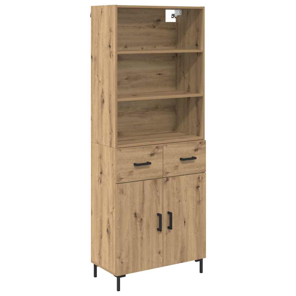 Highboard Hochglanz-Weiß 69,5x34x180 cm Holzwerkstoff
