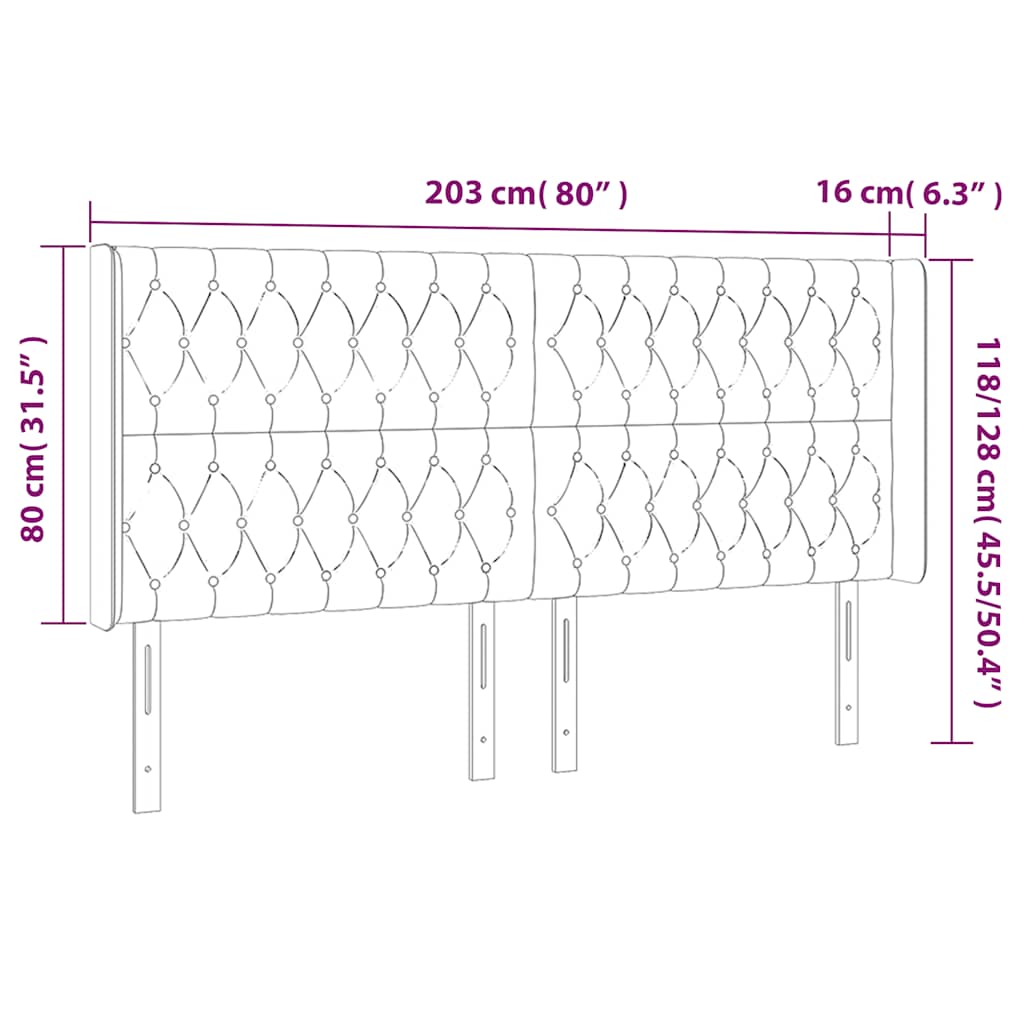 Kopfteil mit Ohren Dunkelblau 93x16x78/88 cm Samt