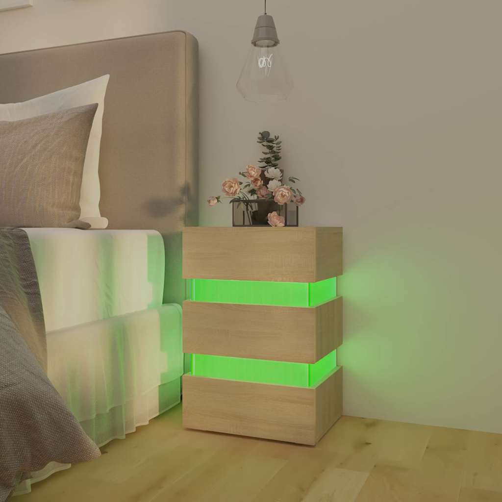 LED-Nachttisch Weiß 45x35x67 cm Holzwerkstoff