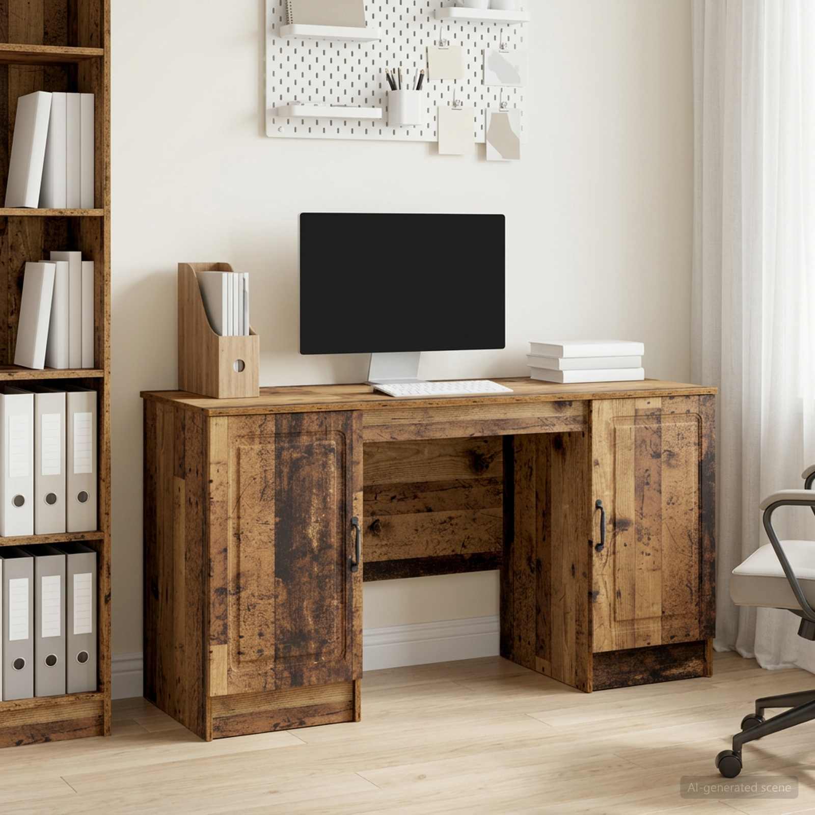 Schreibtisch mit Regal Schwarz 142,5 x 50 x 75 cm Holzwerkstoff