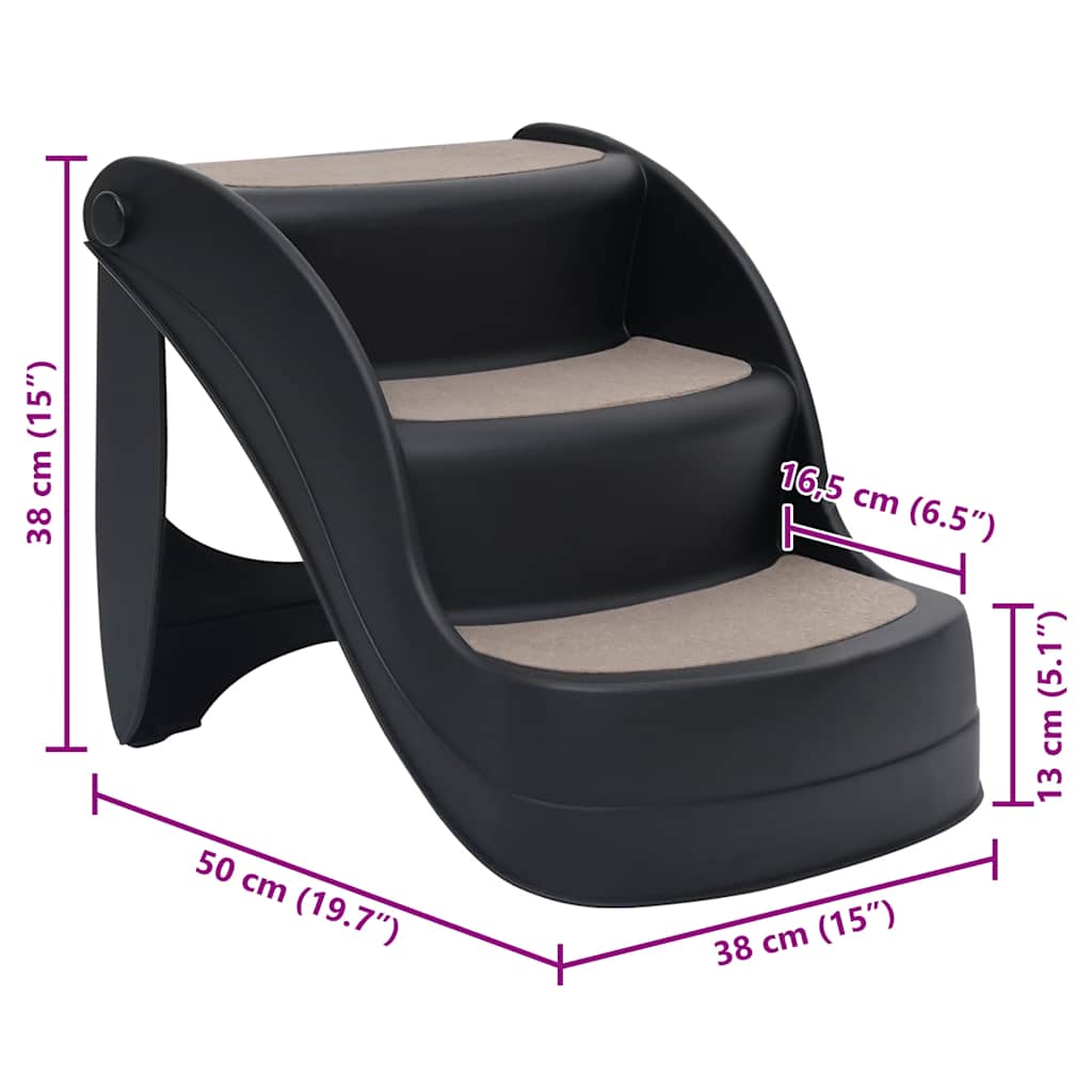 Hundetreppe mit 3 Stufen Klappbar Creme 50x38x38 cm Kunststoff