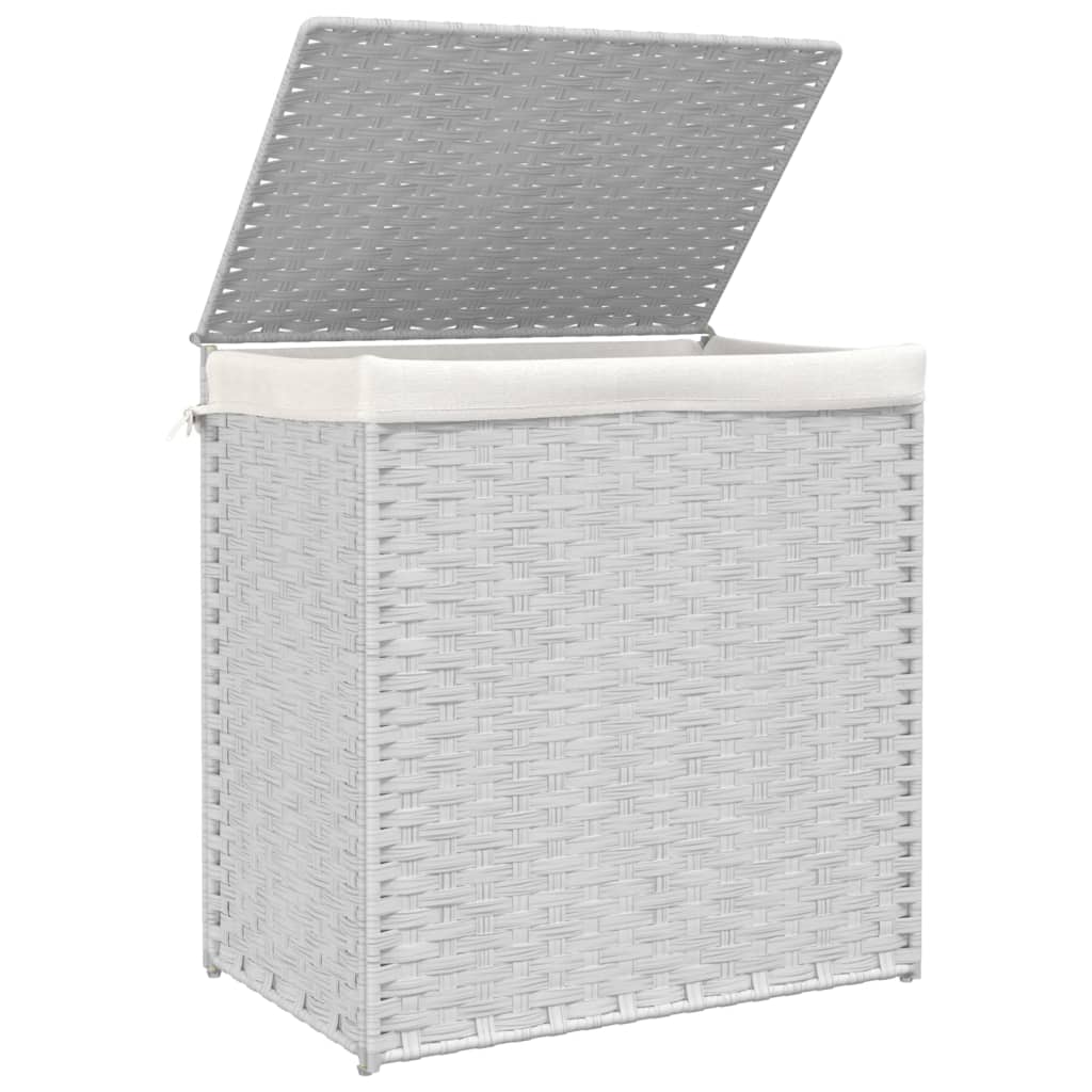 Wäschekorb mit 2 Fächern 53x35x57 cm Poly Rattan