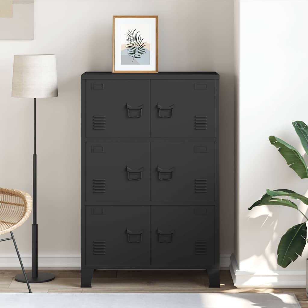 Lagerschrank Industrial Schwarz 75x40x80 cm Stahl