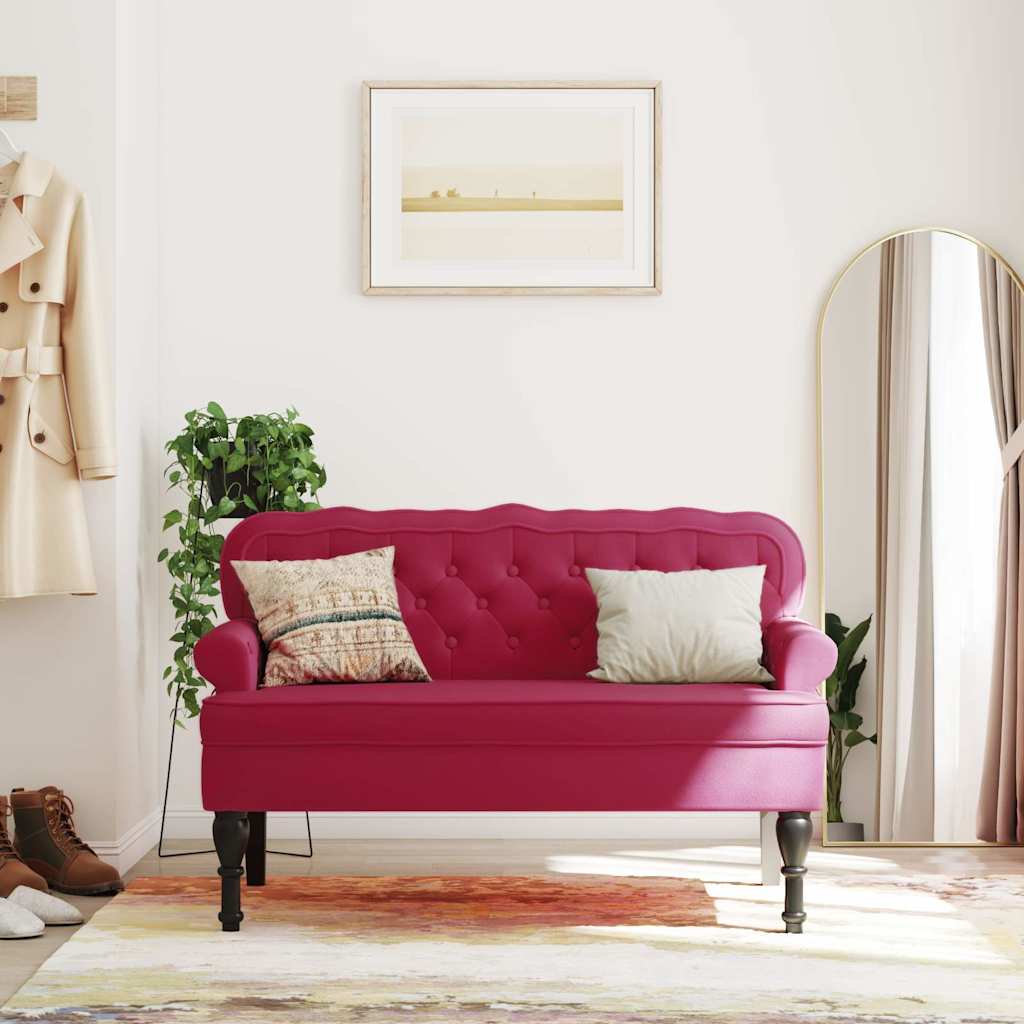 Sitzbank mit Rückenlehne Dunkelgrau 119,5x64,5x75 cm Samt