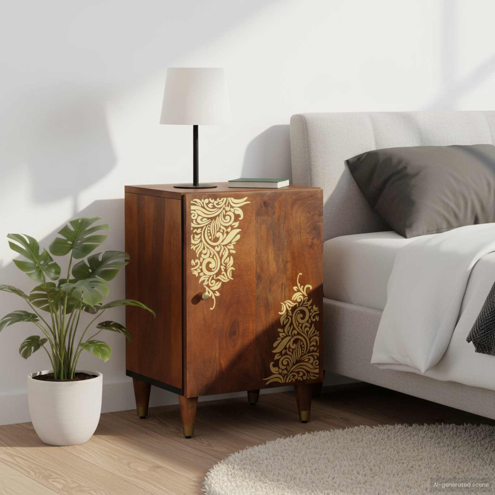 Badezimmerschrank mit Tür Grau 38 x 33 x 58 cm Massivholz Mango