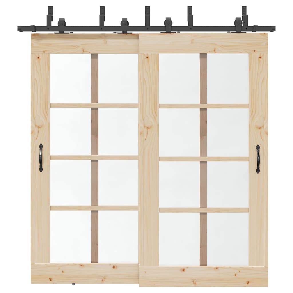 Schiebetürbeschlag-Set 183 cm Stahl Schwarz