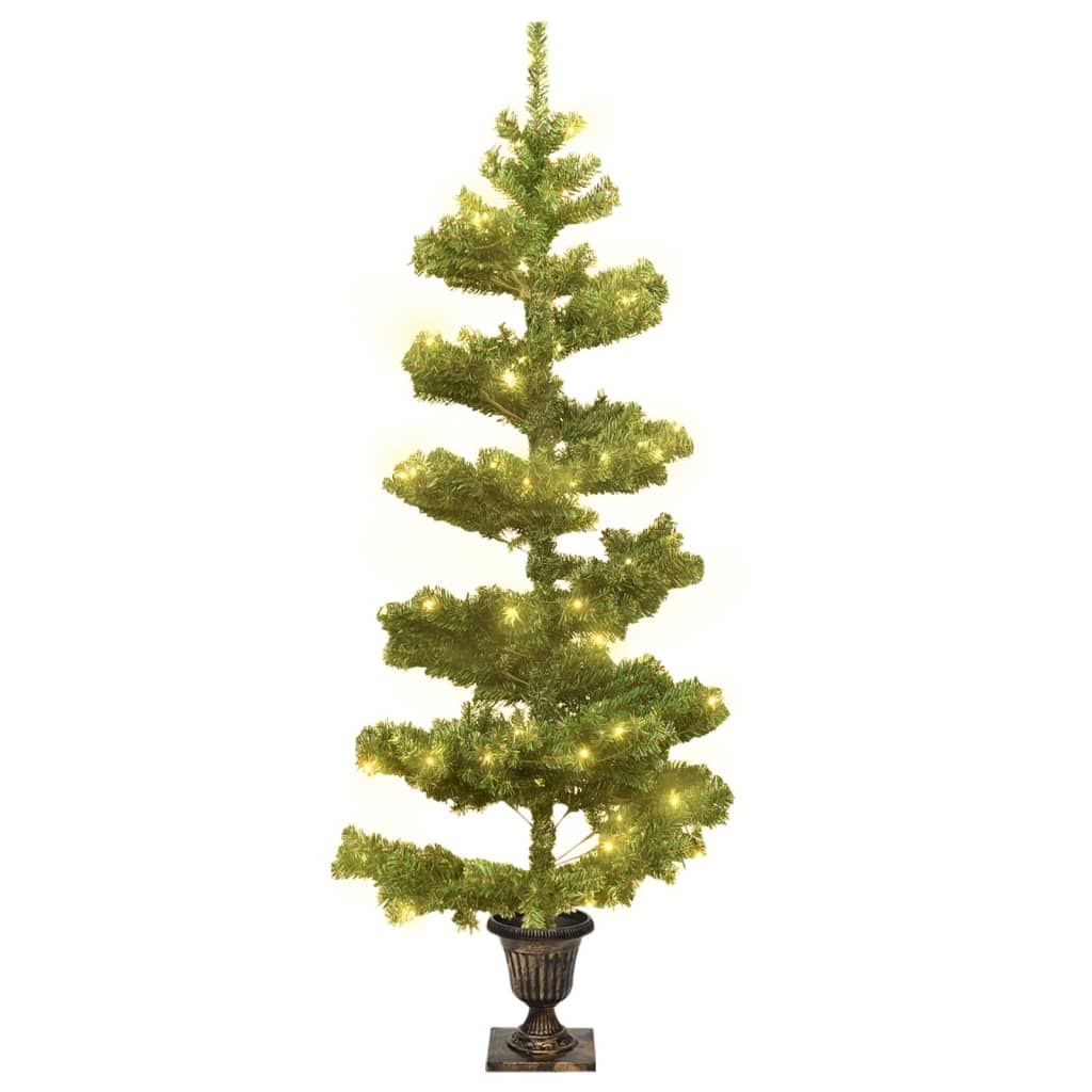 Spiral-Weihnachtsbaum mit Beleuchtung und Ständer Weiß 180 cm