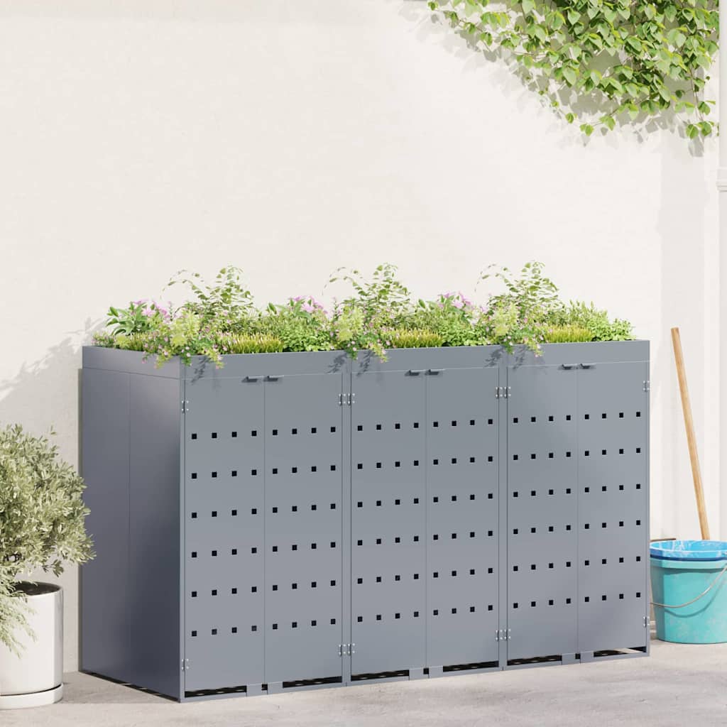 Mülltonnenbox für 2 Tonnen Schwarz 138x79x117 cm Stahl