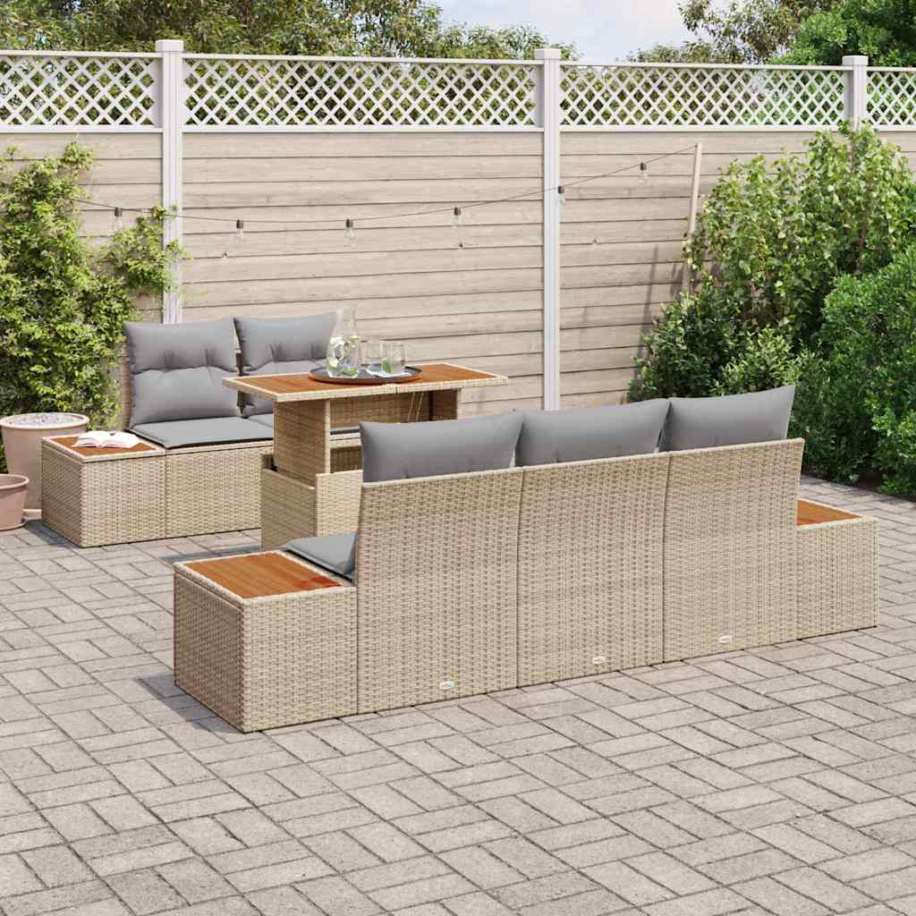 Garten Essgruppe mit Kissen 6 pcs Schwarz und Beige