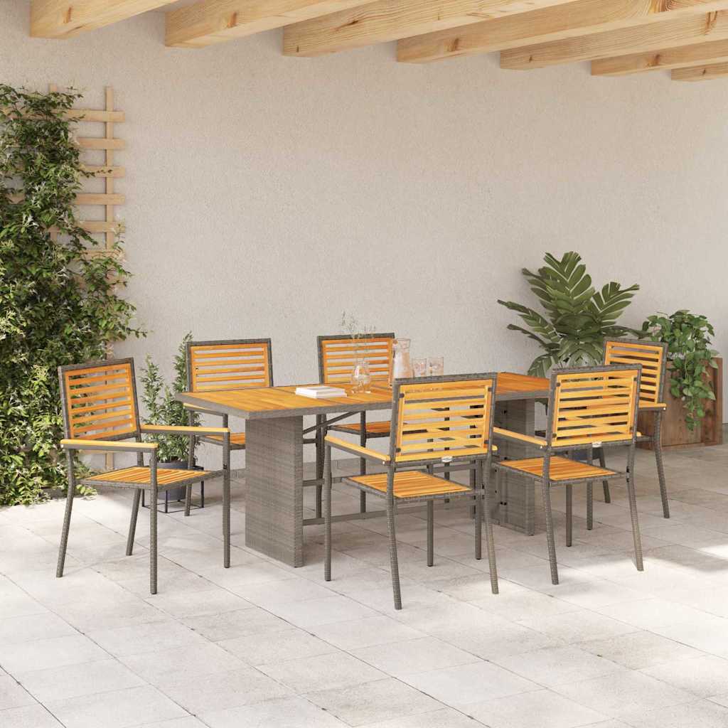Garten Essgruppe 7 pcs Schwarz und Braun Poly-Rattan