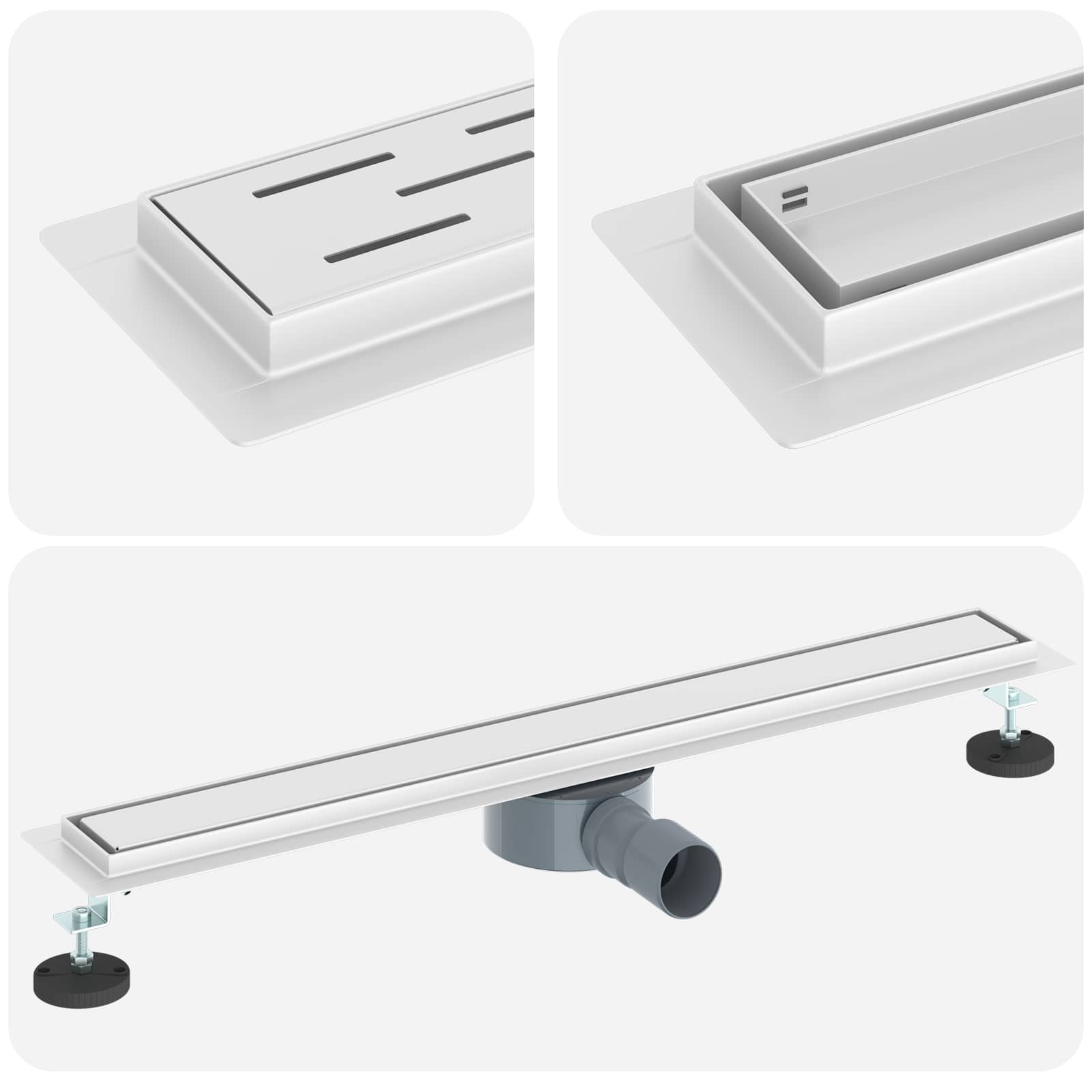 Duschablauf 2-in-1 mit 360° Siphon Silber 54 x 11 x 9,5 cm