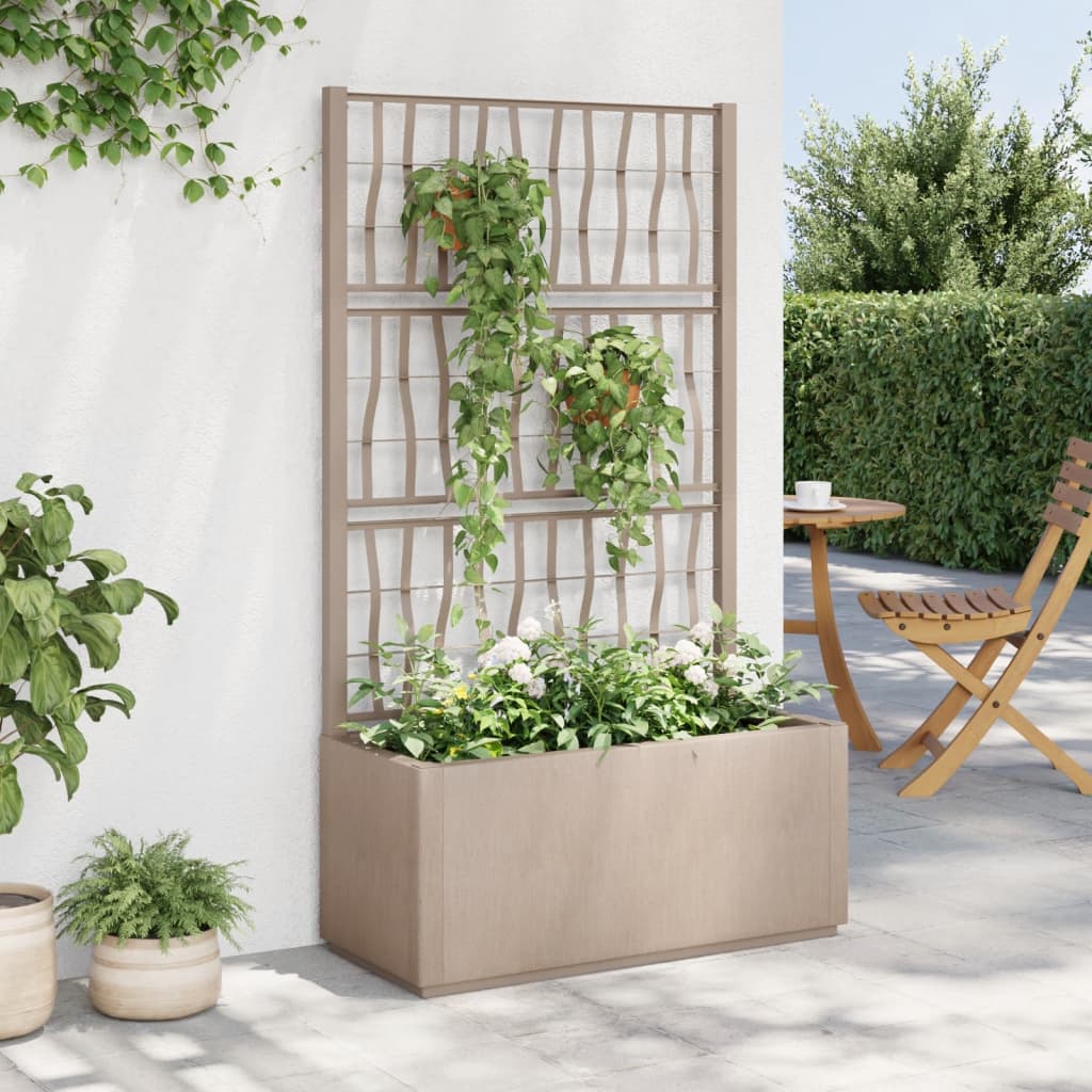 Gartenpflanzer mit Gitter Weiß 36 x 36 x 140 cm PP