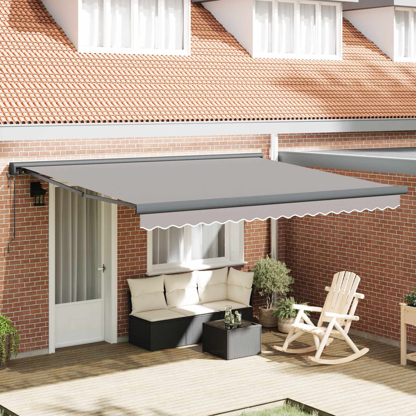Markise Einziehbar Blau und Weiß 4x3 m Stoff und Aluminium