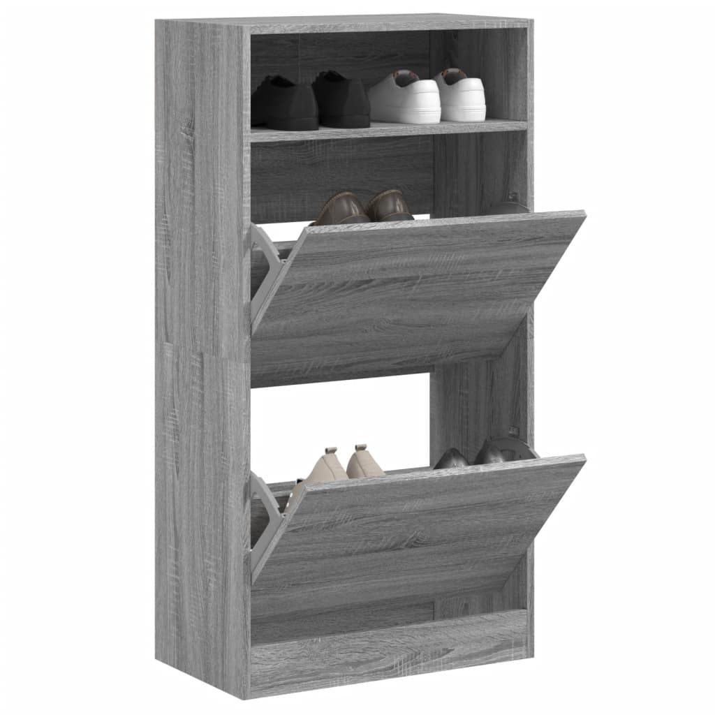 Schuhschrank mit 2 Klappen Weiß 80x34x116 cm