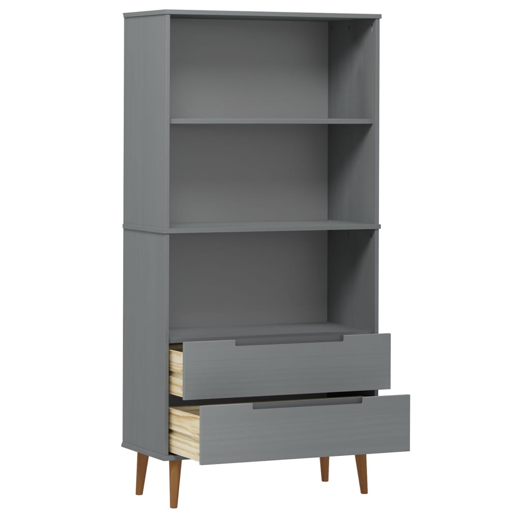 Bücherregal MOLDE Weiß 85x35x170,5 cm Massivholz Kiefer