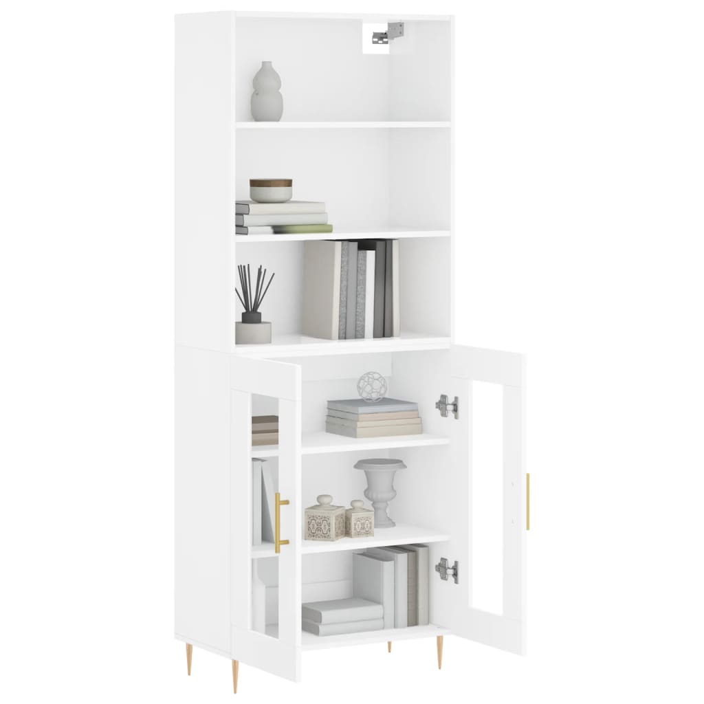 Highboard Hochglanz-Weiß 69,5x34x180 cm Holzwerkstoff