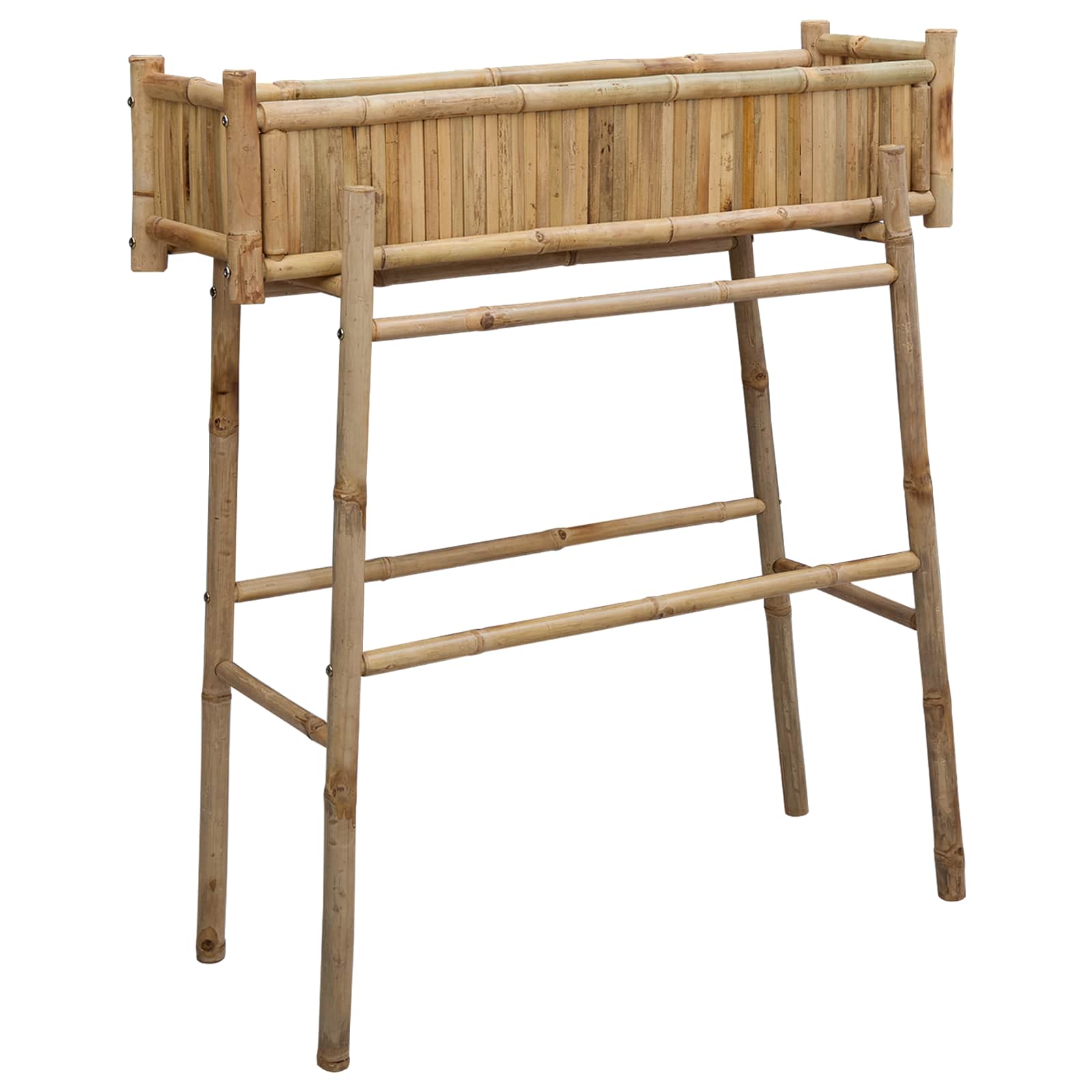 Gartenpflanzer mit Halter Natur 100 x 38 x 74 cm Bambus