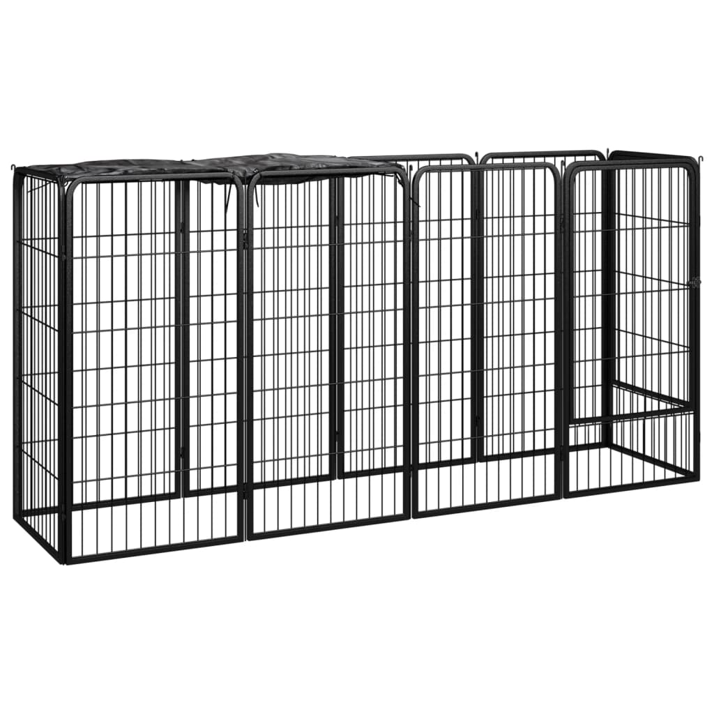 6-tlg. Hundelaufstall Schwarz 50x100cm Stahl Pulverbeschichtung