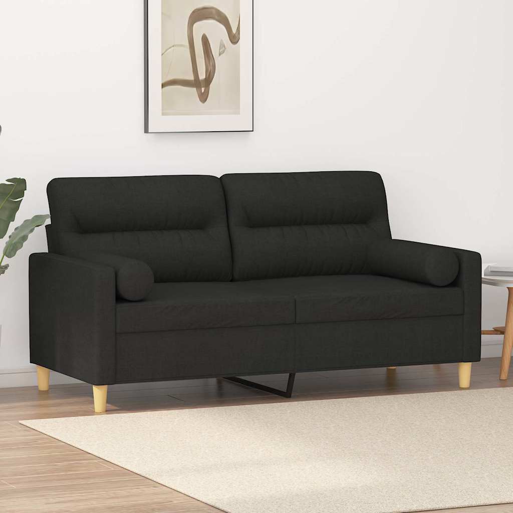 2-Sitzer-Sofa mit Zierkissen Braun 120 cm Stoff