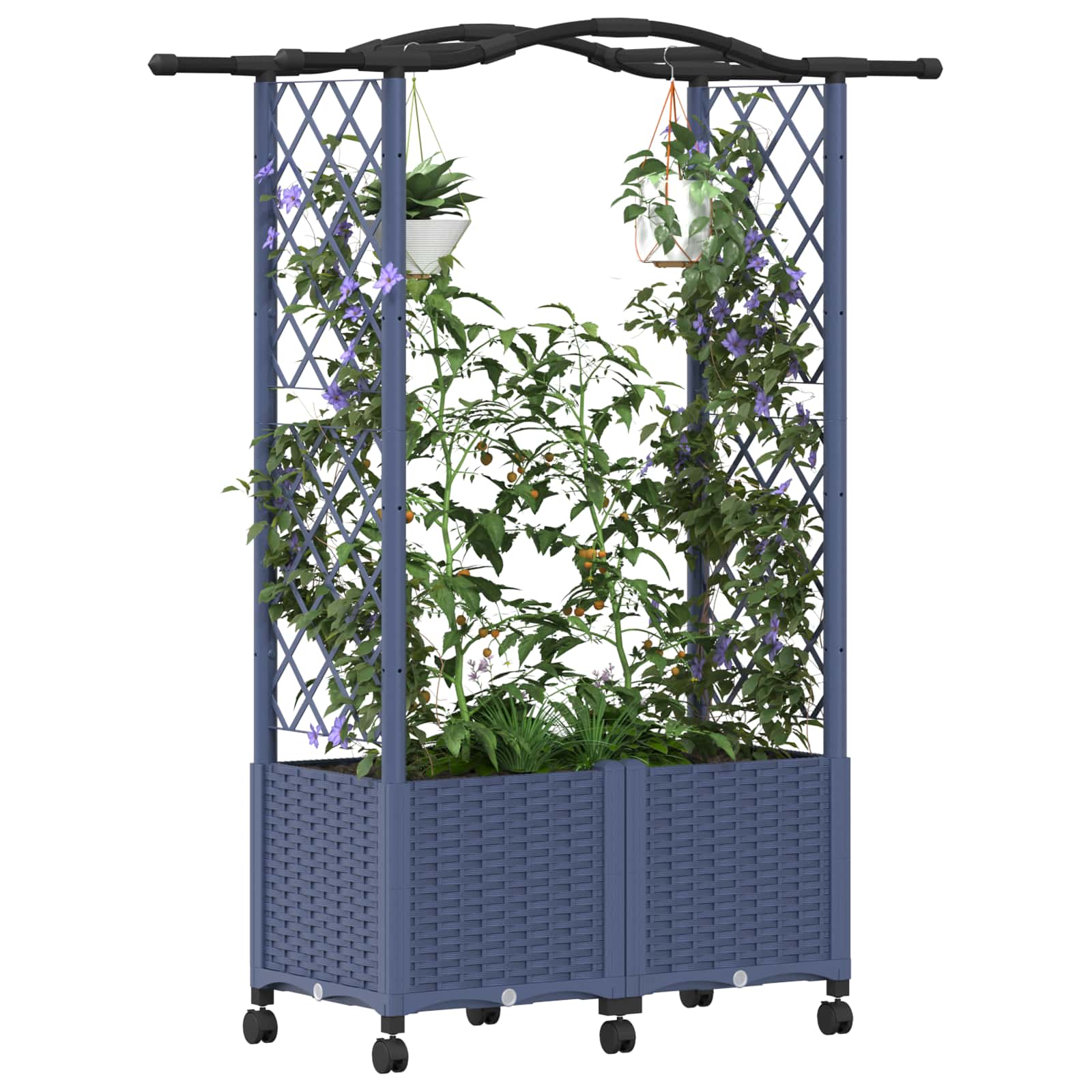 Hochbeet mit Rankgitter und Dach Braun 124 x 40 x 123 cm PP