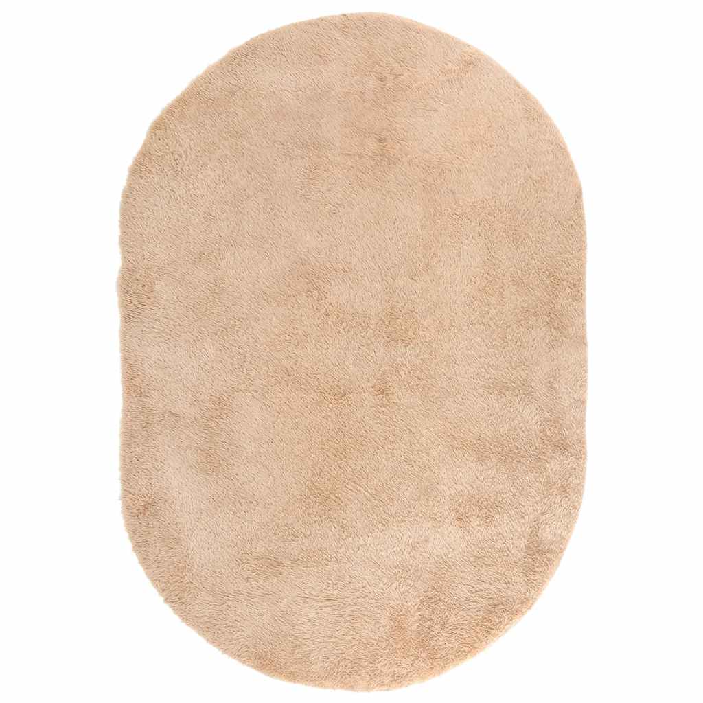 Teppich Shaggy Hochflor NAVARRA Beige 60x100 cm Polyester