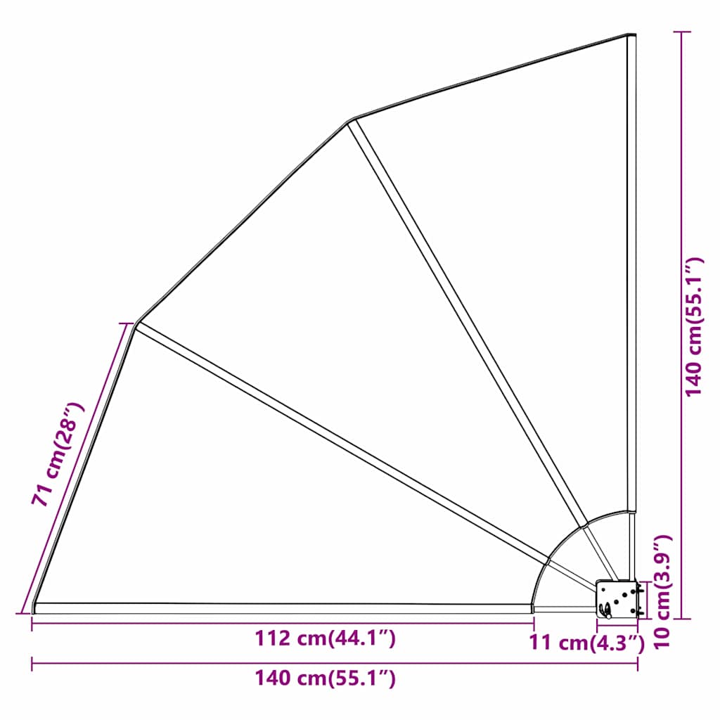 Faltbarer Balkonfächer Grau 210×210 cm