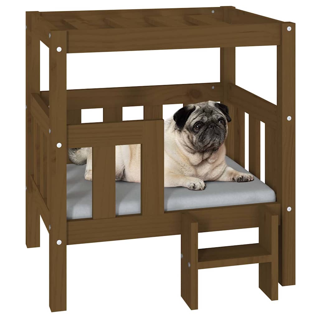 Hundebett Weiß 55,5x53,5x60 cm Massivholz Kiefer