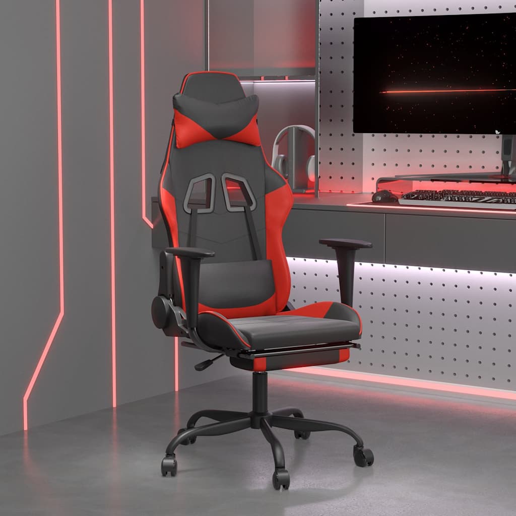 Gaming-Stuhl mit Massagefunktion Schwarz und Rot Kunstleder