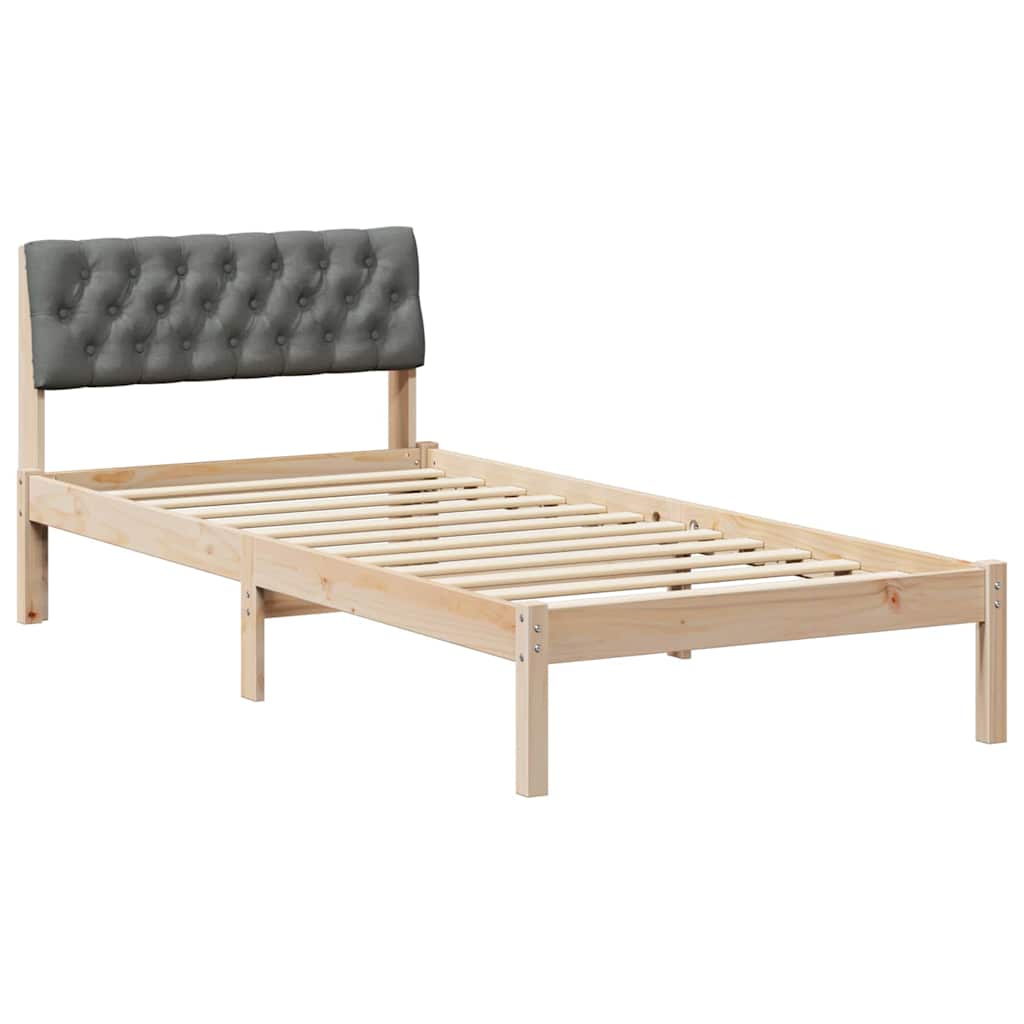 Bettgestell Braun und hellgrau 200 x 200 cm Massivholz Kiefer
