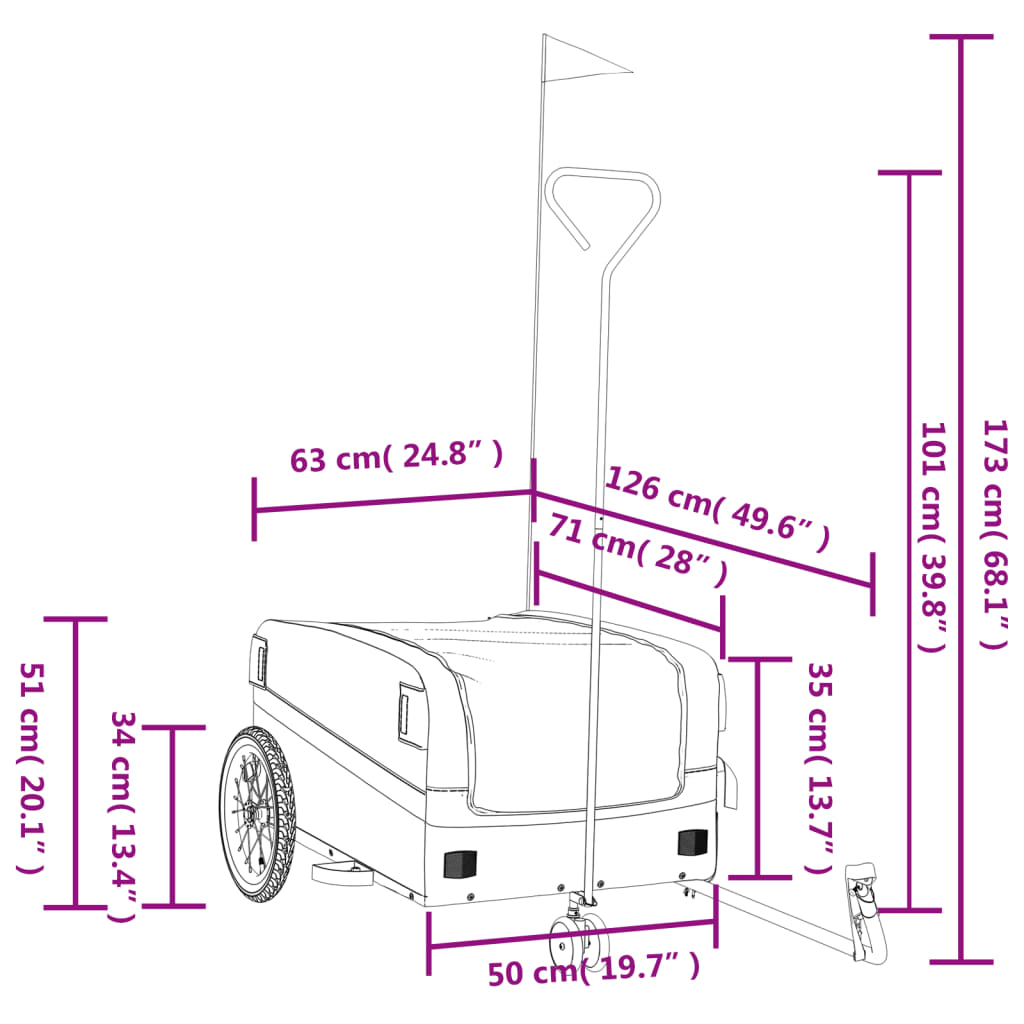 Fahrradanhänger Schwarz und Rot 30 kg Eisen