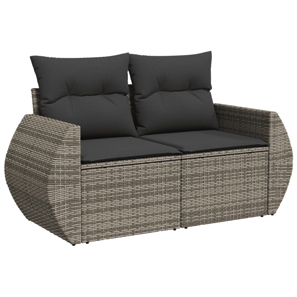 10-tlg. Garten-Sofagarnitur mit Kissen Schwarz Poly Rattan