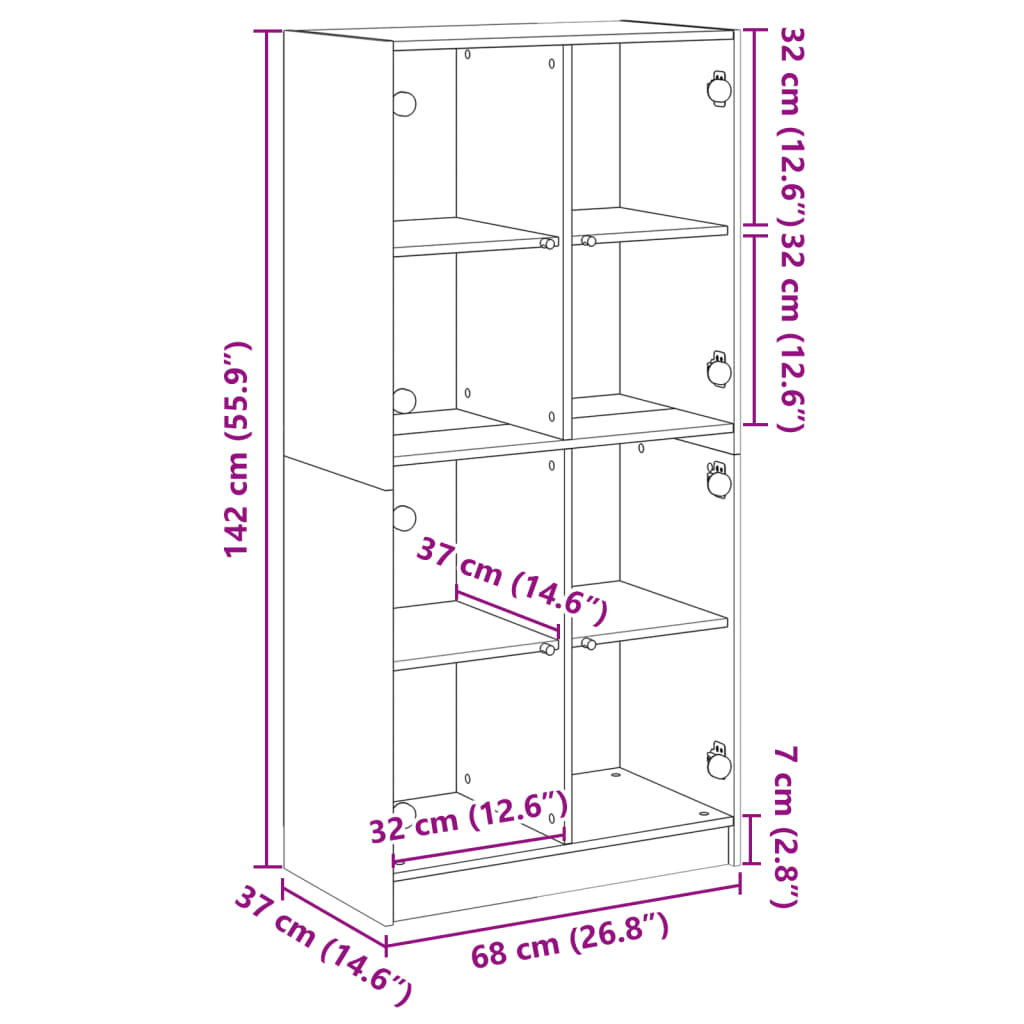 Bücherschrank mit Türen Weiß 136x37x142 cm Holzwerkstoff