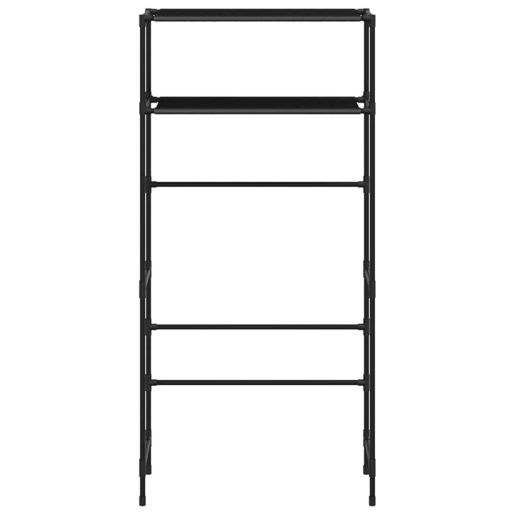 Waschmaschinenregal 2 Ablagen Schwarz 69x28x143 cm Eisen