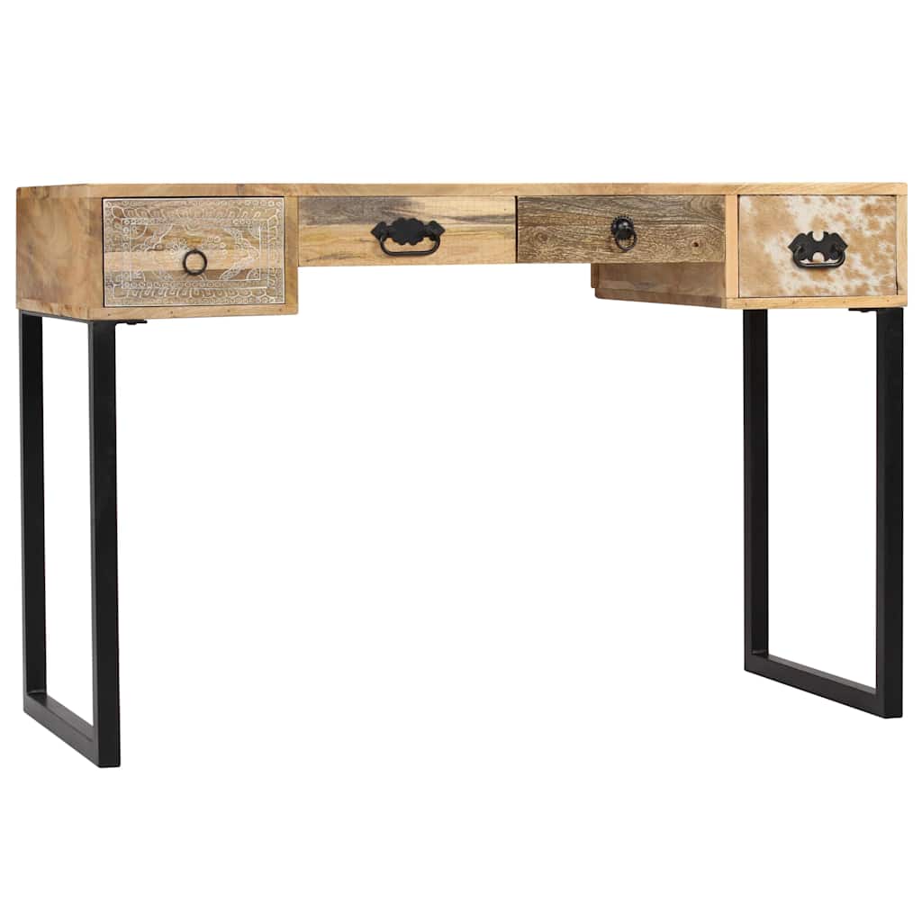 Schreibtisch Massivholz Akazie und Echtleder 117x50x76 cm