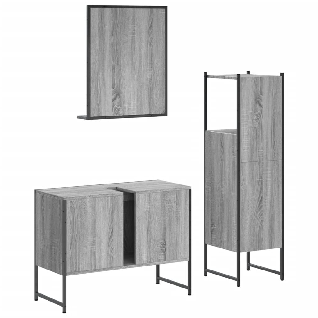 3-tlg. Badmöbel-Set Räuchereiche Holzwerkstoff