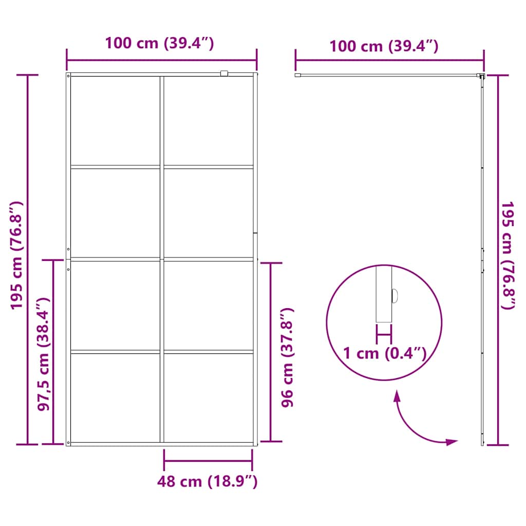Duschwand für Begehbare Dusche mit Klarem ESG Glas 80x195 cm