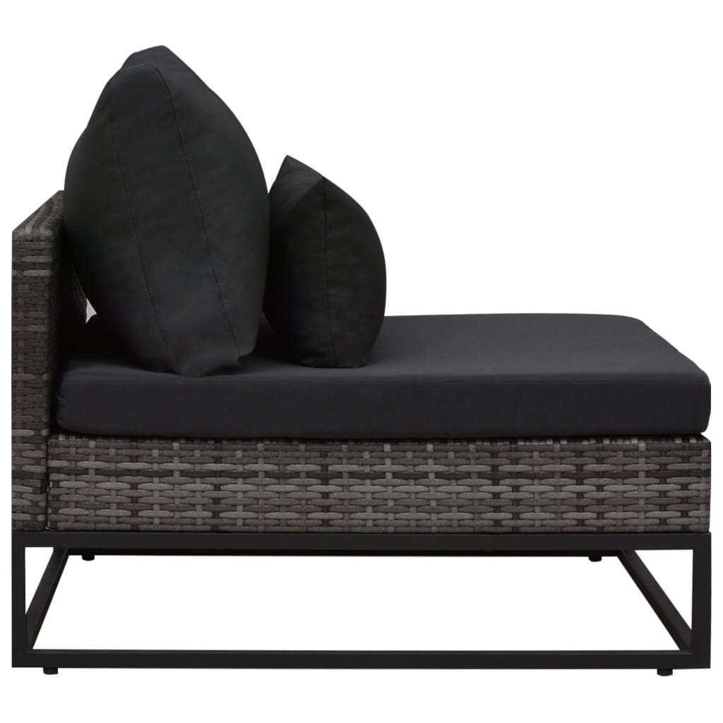 5-tlg. Garten-Sofagarnitur mit Auflagen Poly Rattan Grau