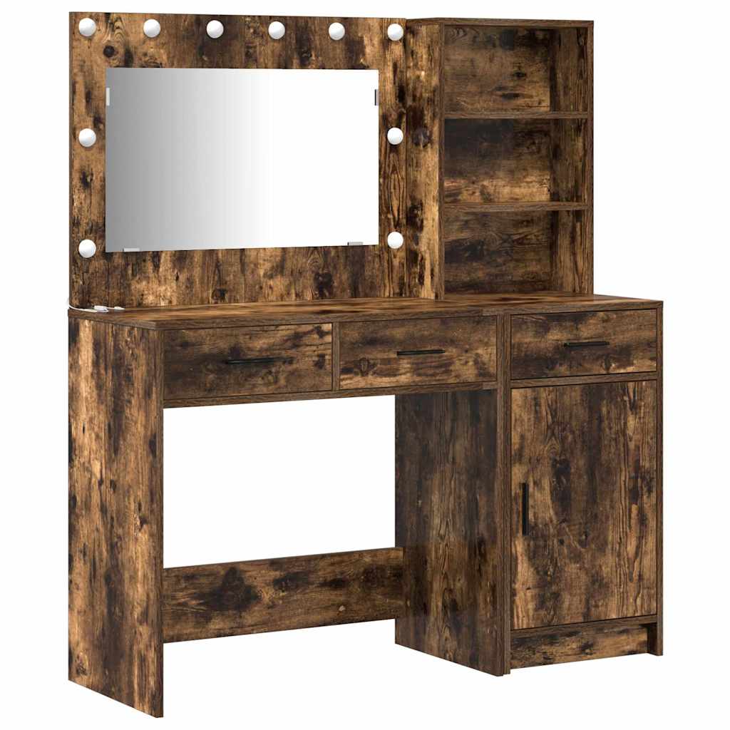 Schminktisch mit Spiegelbeleuchtung 2 pcs Weiß Holzwerkstoff
