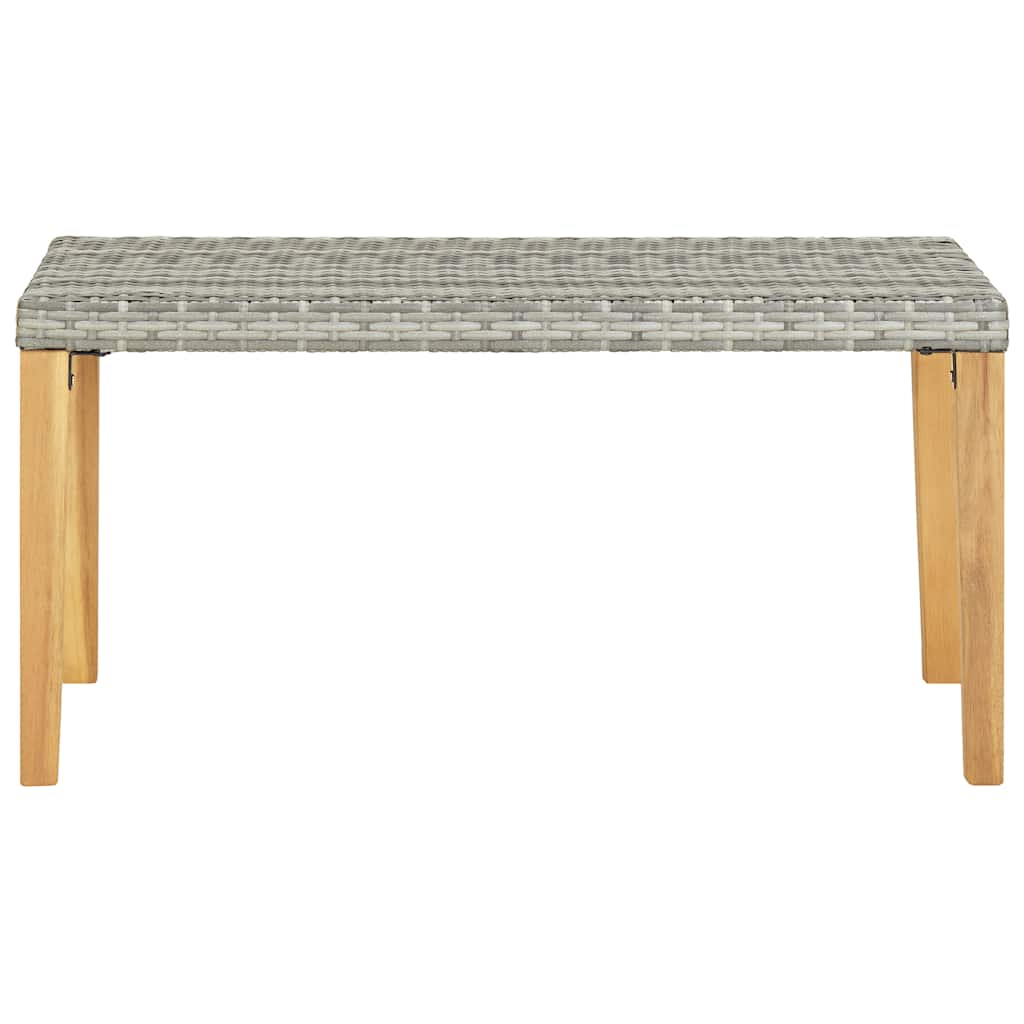 Gartenbank 120 cm Schwarz Poly Rattan und Massivholz Akazie