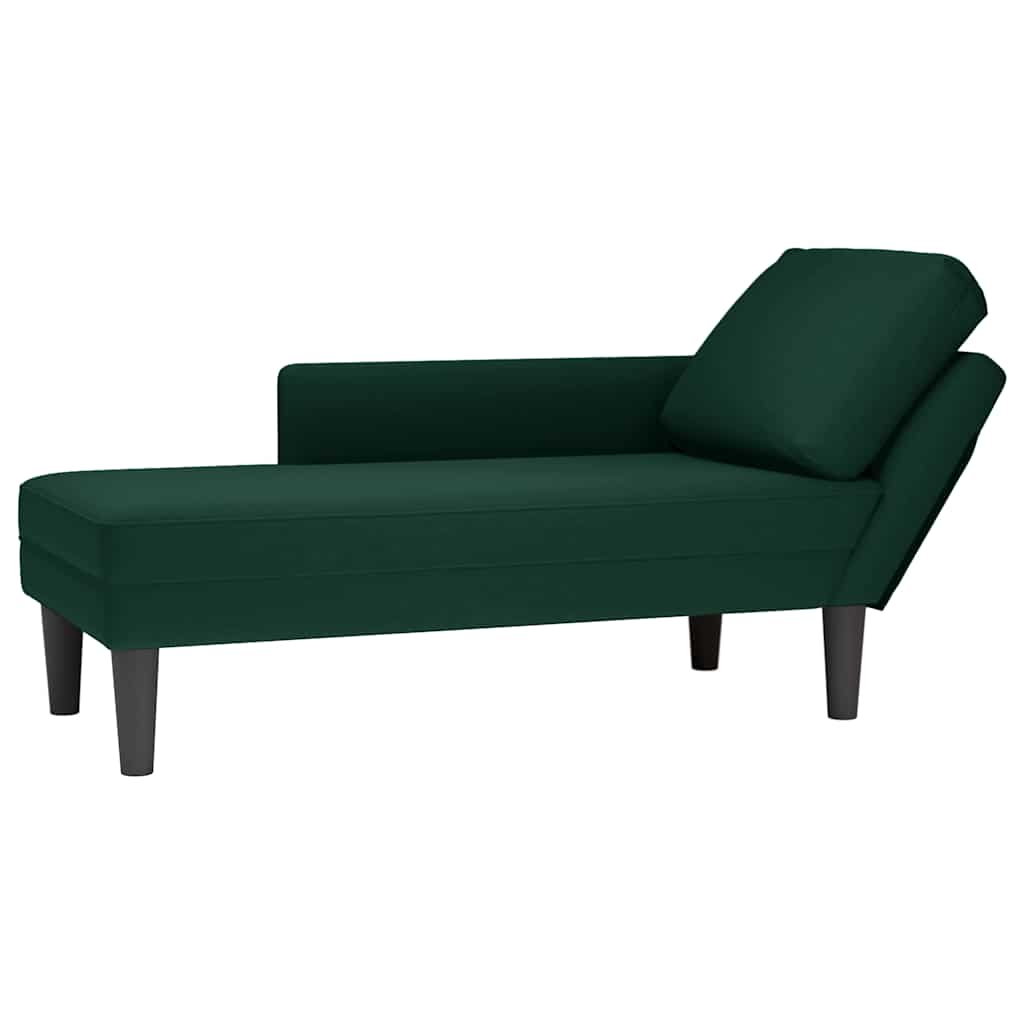 Chaiselongue mit Kissen und Rechter Armlehne Blau Samt