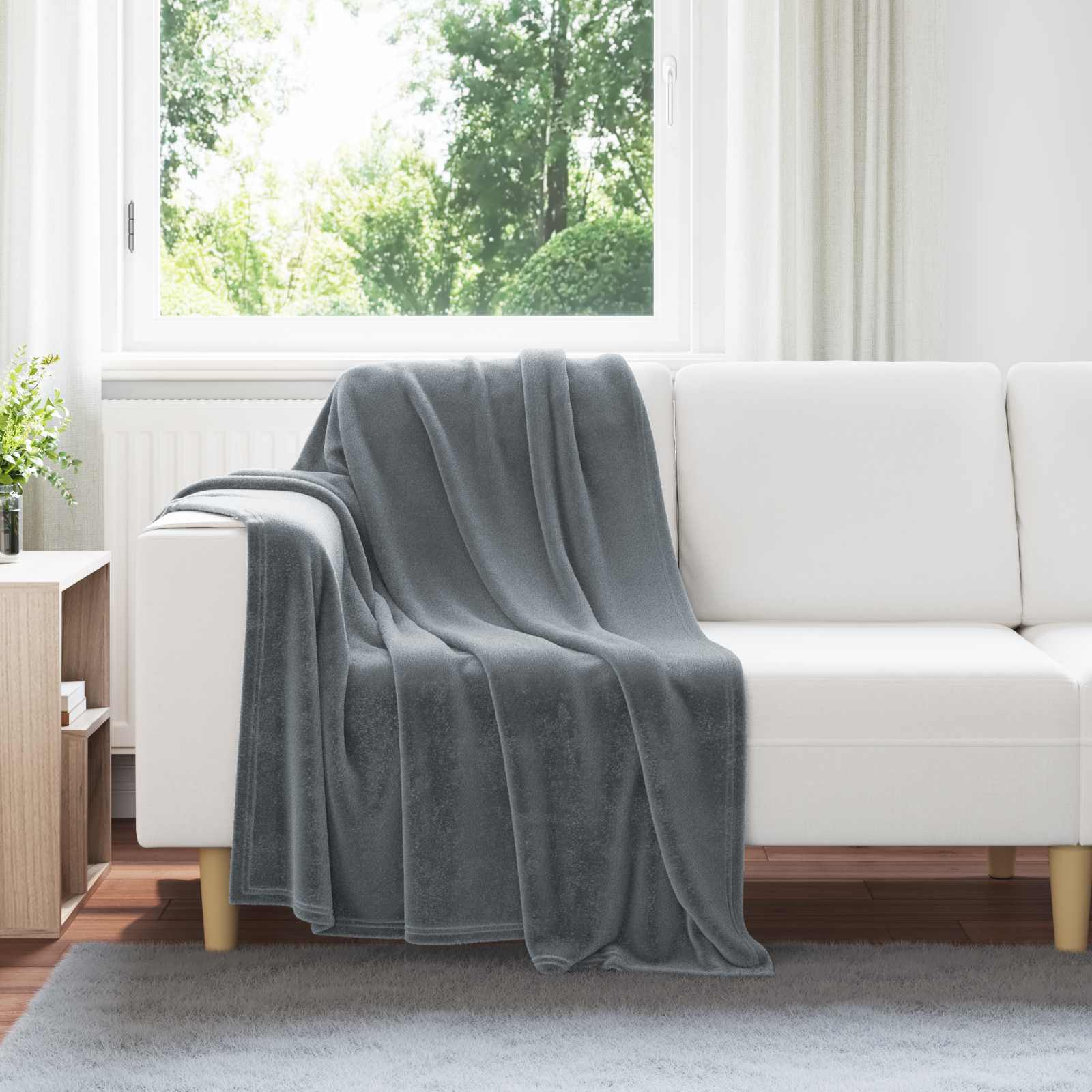 Überwurfdecke Beige 130 x 150 cm Fleece