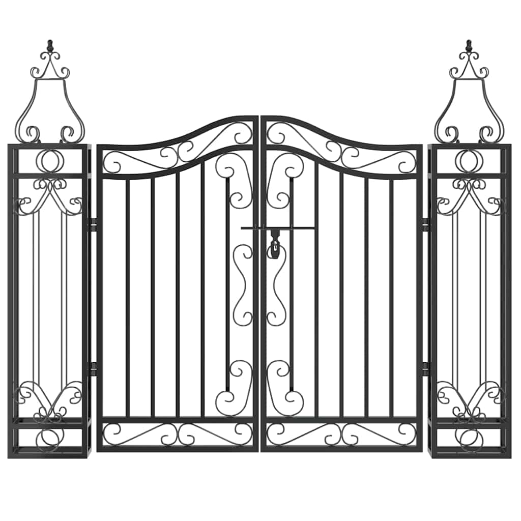 Gartentor Schwarz 121x8x100 cm Schmiedeeisen