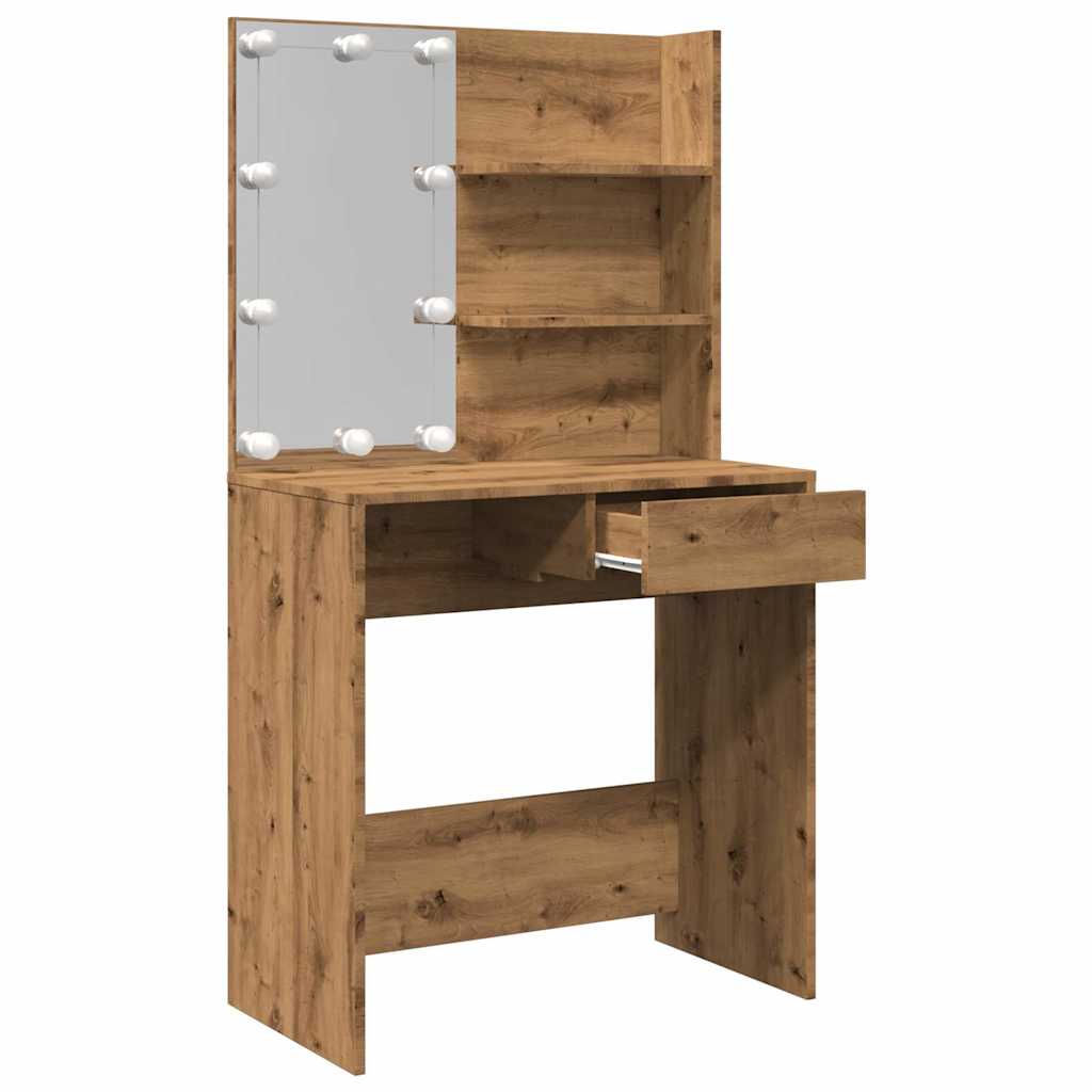 Schminktisch mit LED Weiß 74,5x40x141 cm