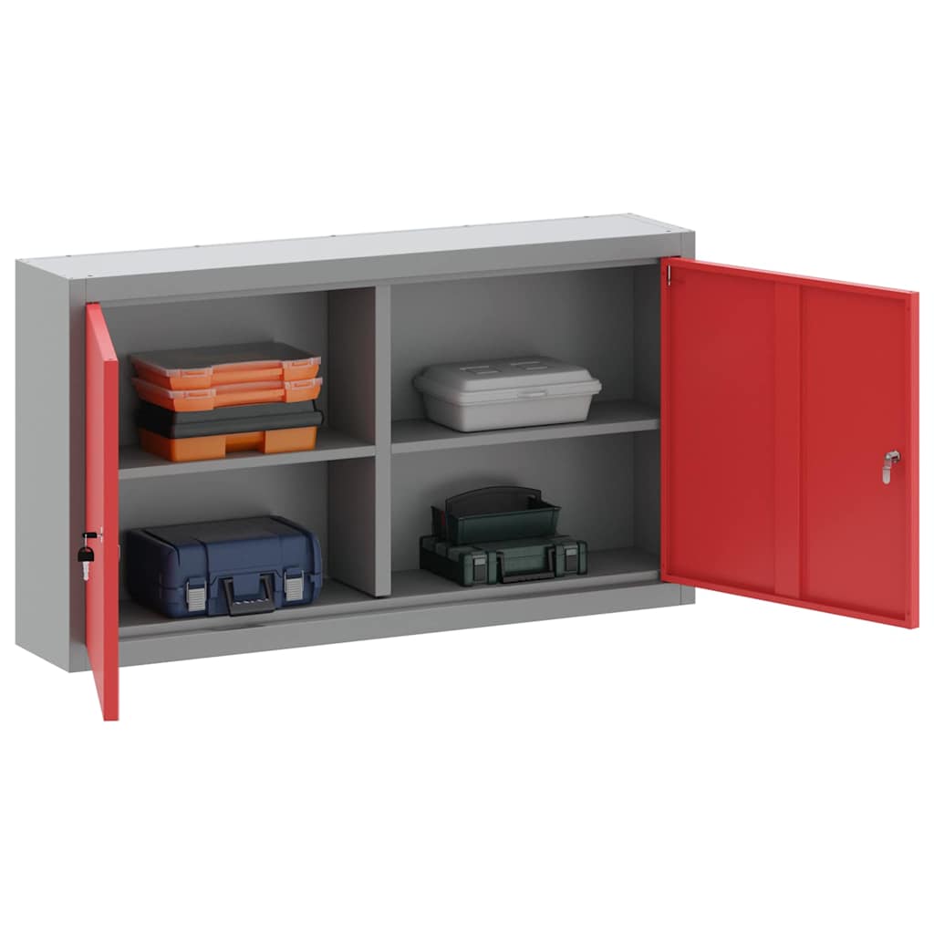 Werkzeugschrank mit Regal Schwarz und Grau 55 x 55 x 55 cm