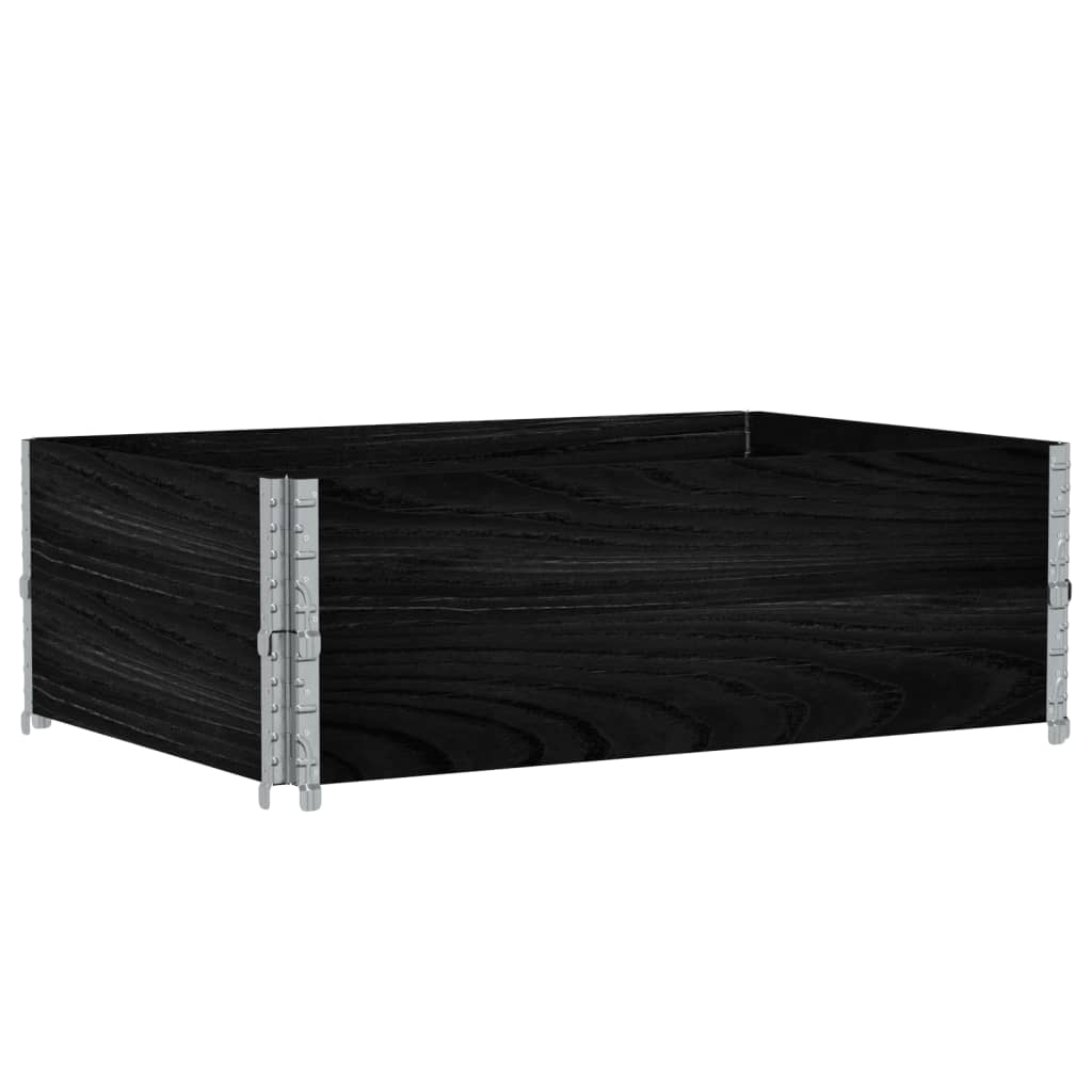 Paletten-Aufsatzrahmen Schwarz 80x60 cm Massivholz Kiefer