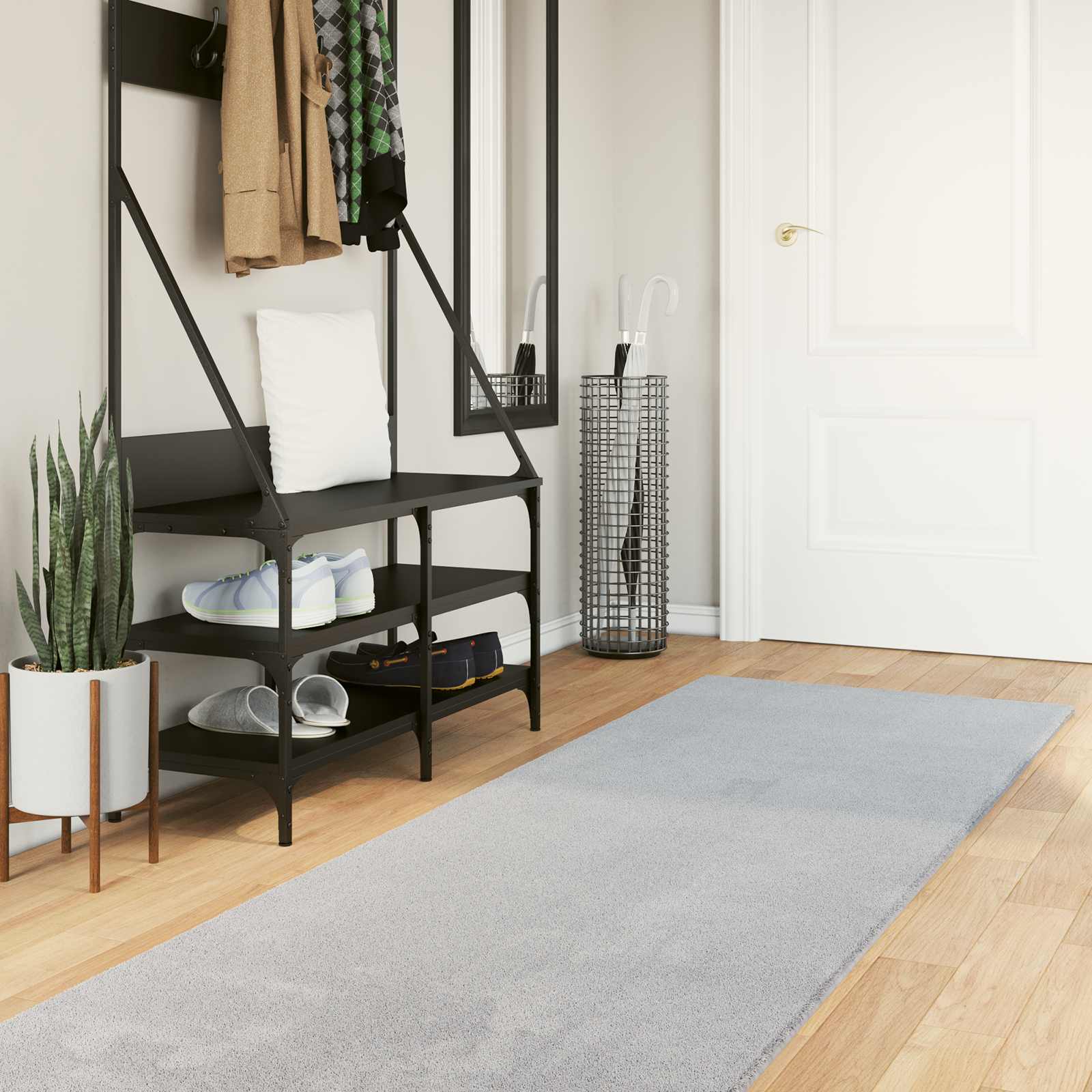 Teppich HUARTE Kurzflor Weich und Waschbar Anthrazit 60x110 cm